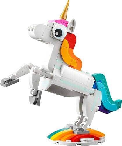 LEGO Creator 3 in 1 Magical Unicorn Toy, Transforms to Seahorse to Peacock, Rainbow Animal Figures, Unicorn Gift for Grandchildren, Girls and Boys, Buildable Toys, 31140 thumbnail 6