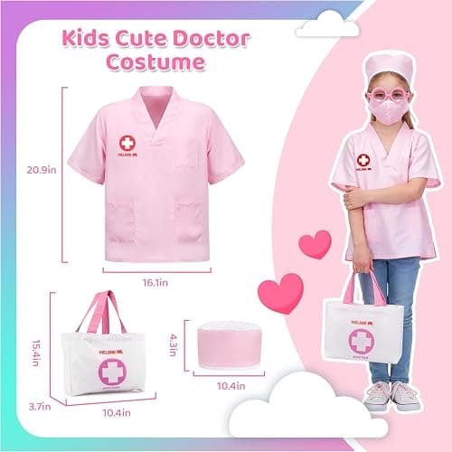 Meland Toy Doctor Kit for Girls, Pretend Play Toy Doctor Set with Dog , Carrying Bag, Stethoscope & Dress Up Costume Gift for Kids Toddlers Ages 3 4 5 6 Year Old for Role Play thumbnail 3