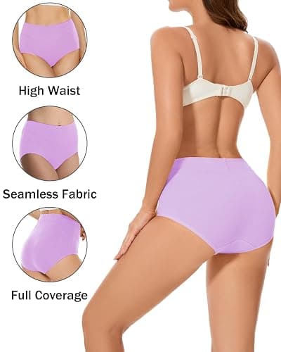 CleainKorte Womens Cotton Underwear Seamless Ladies Panties for Women Mid Rise Coverage Briefs Strech Breathable - 5 Pack thumbnail 4
