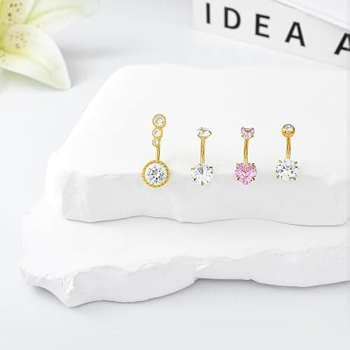 LEE&RO Belly Button Rings 14G Belly Piercing Jewelry Navel Rings Surgical Steel Belly Rings thumbnail 5