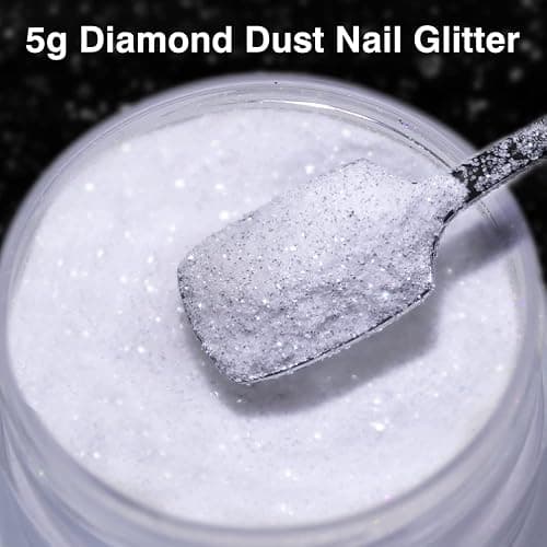 5g White Dust Sugar Nail Glitter Powder - Diamond Dust Sand Shining Sugar Effect Glitter Dip Powder, Superfine French Candy Coat Nails Sweater Design Manicure Decorations DIY Crafts thumbnail 2