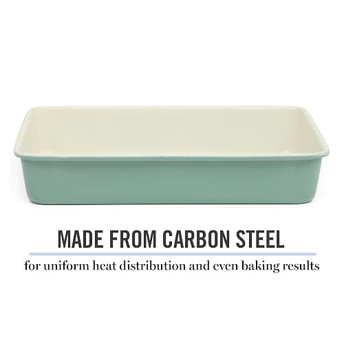 Martha Stewart Gallen 13 x 9 Inch Rectangular Nonstick Carbon Steel Cake and Baking Pan – Teal, Durable Bakeware for Even Cooking and Easy Release thumbnail 4