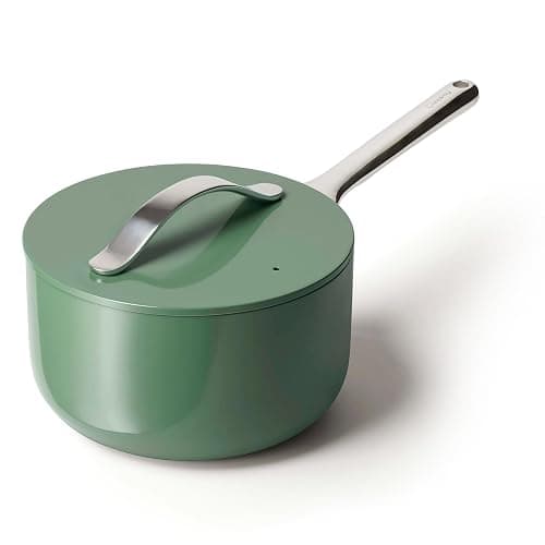 Caraway Nonstick Ceramic Sauce Pan with Lid (3 qt) - Non Toxic, PTFE & PFOA Free - Oven Safe & Compatible with All Stovetops (Gas, Electric & Induction) - Sage - Image 1