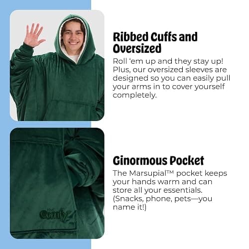 THE COMFY Original | Sherpa Lined Microfiber Fleece Wearable Blanket, Oversized Design with Hood and Pocket from Shark Tank thumbnail 5