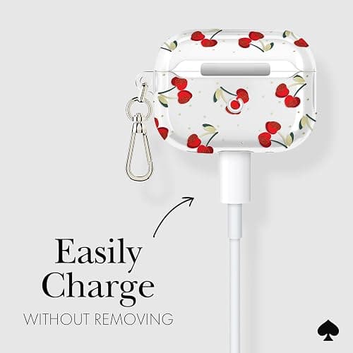 kate spade new york AirPods Pro Protective Case with Keychain Ring - Cherry Dot, Compatible with AirPods Pro 2nd / 1st Generation thumbnail 4