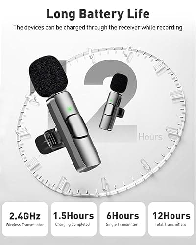 PoP voice USB C Mini Microphone for iPhone 16/15/14/Android, Wireless Lavalier Microphone with Noise Reduction, Lapel Lav Mic for Vlog YouTube TikTok Recording, 12H, 65ft thumbnail 4