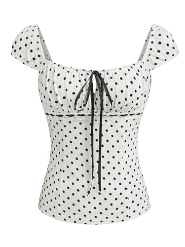Alyweatry Women Y2k Coquette Shirt Cute Short Sleeve Vintage Fairy Grunge Aesthetic Ruffle Crop Top 90s Preppy Clothes - Image 1