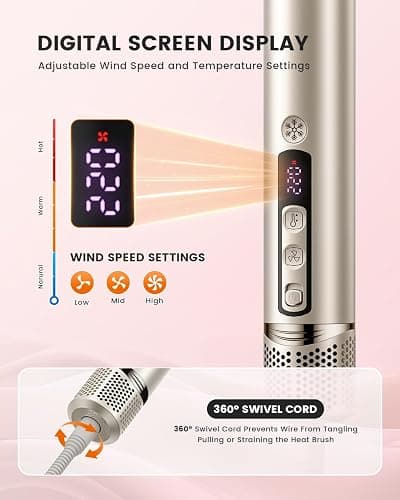 Tqcir 5-in-1 Professional Hair Dryer Brush, Powerful Multi-Styler with Auto-Wrap Curlers, Fast Drying Curling Straightening Volumizing Without Heat Damage, Storage Case Best Gift for Girl/Women thumbnail 3