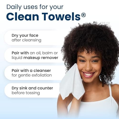 Clean Skin Club Clean Towels XL®, 100% USDA Biobased Face Towel, Disposable Face Towelette, Eczema Association Accepted, Makeup Remover Dry Wipes, Ultra Soft, 50 ct per pack, 2 Packs, 100 Ct Total thumbnail 8