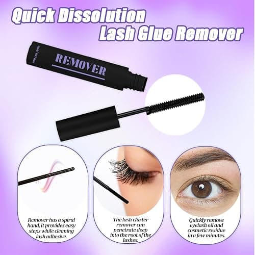 DNSGOOR DIY Extension Kit 840Pcs D-Curl Lash Clusters, Mirror Storage Box, Bond & Seal Glue Remover, Tweezers, Brush Applicator thumbnail 6