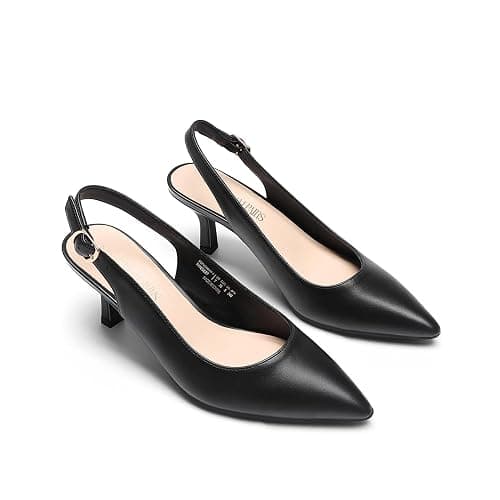DREAM PAIRS Women's Kitten Heel Slingback Pointed Closed Toe Low Stiletto Heels Dress Bridal Elegant Wedding Pumps Shoes thumbnail 7