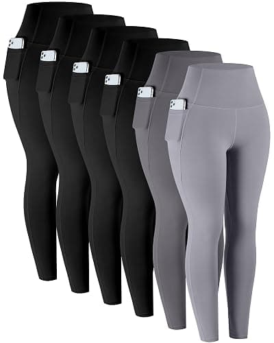 LZYVOO Leggings with Pockets for Women, 6 Packs Soft High Waisted Tummy Control Workout Yoga Pants - Image 1