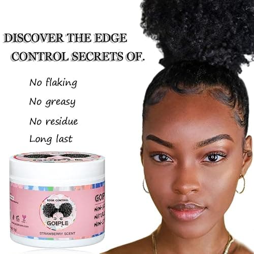 Edge Control Wax for Women Strong Hold Non-greasy, Edge Wax Styling Gel for Black Women Hair No Flaking, White Residue, Shine and Smooth Strawberry Scent 4oz thumbnail 5