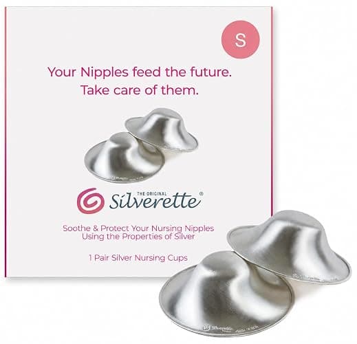 SilveretteĀ® The Original Silver Nursing Cups, Nipple Covers for Breastfeeding Essentials, Pure 925 Silver Nipple Shields - Image 1