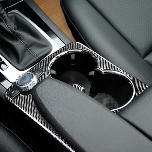 Cup Holder Panel Trim Stickers Compatible with Mercedes-Benz C-Class W204 C180 C200 C250 Coupe Sport C300 C63 AMG 2007-2014 Car Accessories Center Control Real Carbon Fiber - Image 1