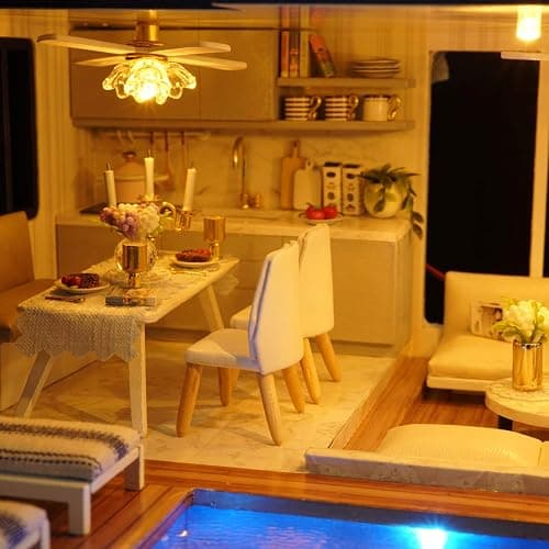 GuDoQi DIY Miniature Dollhouse Kit, Tiny House kit with Music, Miniature House Kit 1:24 Scale, Great Gift for Birthday Easter Day, Time Apartment - Time Apartment thumbnail 2