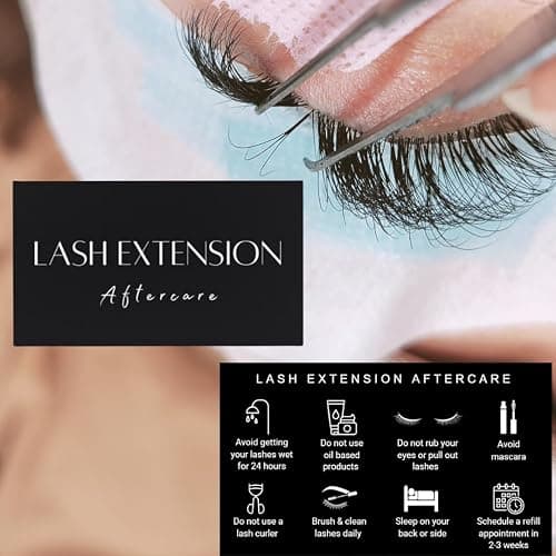 Lash Extension Aftercare Card | 50 Pack | Lash Aftercare Instruction Minimalist Cards Double Sided Size 3.5 x 2 inches Eye Lash Aftercare Kit for Clients with 2-3 Week Refill Instruction thumbnail 5