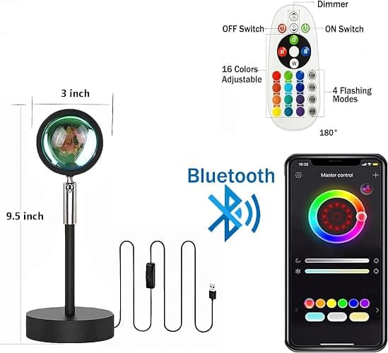 LEKEONE Sunset Lamp with APP & Remote Control,16 Colors Night Light 180° Rotation Rainbow 4 Modes Setting for Photography/Selfie/Party/Home/Living Room/Bedroom Decor, Gifts Women thumbnail 7