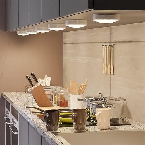 HELPLEX LED Puck Lights with Remote, 6 Pack Color Changing RGBW Stick-On Light, Battery Powered, Dimmable Under Cabinet Lighting with Timer & Memory, Wireless Push Lights for Kitchen & Closet thumbnail 2