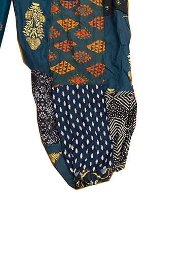 KRAAFTY Unisex Cotton Patchwork Harem Pants with Pockets Super Comfy Hippie Yoga Boho Trousers Pant for Men Women (Blue) thumbnail 4