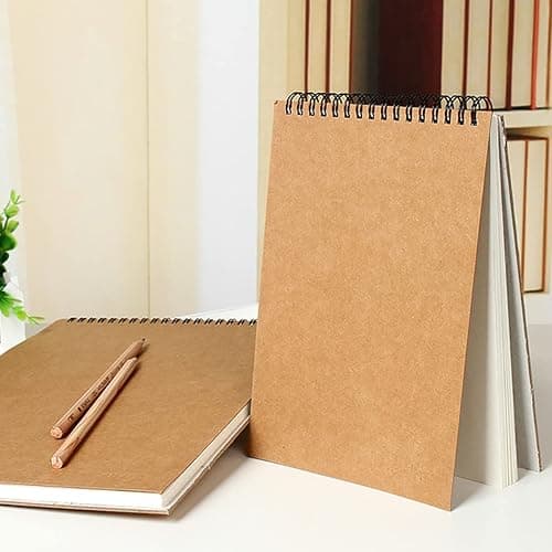 2Pack A5 A4 Sketch Books Hard Back Cover A4 A5 Spiral Bound Hardback Sketch Pad 160gsm Recycled Cartridge Paper, 2Pack thumbnail 6