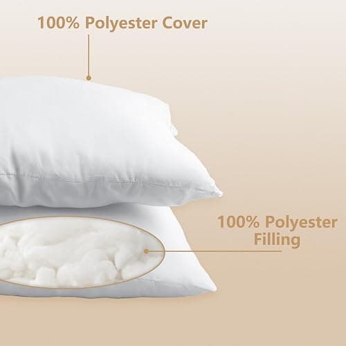 Obruosci Luxury Throw Pillow Inserts, Pack of 6, 20 x 20 inches Hypoallergenic Ultra Soft White Polyester Microfiber Durable Couch Cushion Fillers - 20x20 Inch(Pack of 6) thumbnail 4