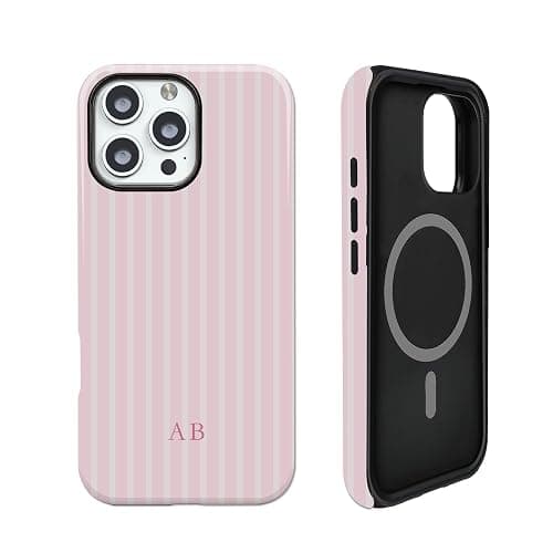 JACFLORAL Magnetic Shockproof Phone Case Compatible with iPhone 17/16/15/14/13/12/11, Custom Initial Letter Design, Minimalist Stripe Pattern Hard Back Cover for Women Men thumbnail 2
