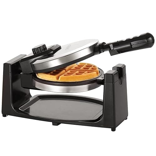 bella Classic Rotating Belgian Waffle Maker with Nonstick Plates, Removable Drip Tray, Adjustable Browning Control and Cool Touch Handles, Stainless Steel - Image 1