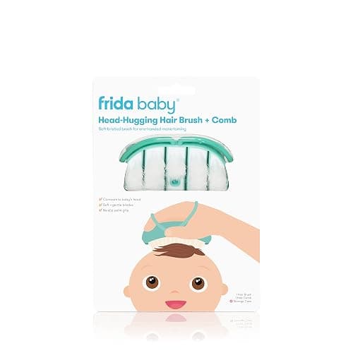 Frida Baby Head-Hugging Hairbrush and Comb Set: Flexi-Brush Countors to Head, Soft Bristled Brush, for Newborns and Up, Hair Brush + Comb + Storage Case thumbnail 5