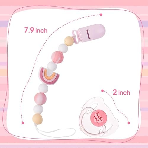 Aori Magnetic Pacifier with Pacifier Clips for Reborn Baby Dolls, Pink Reborn Babies Accessories Set for Kids thumbnail 6