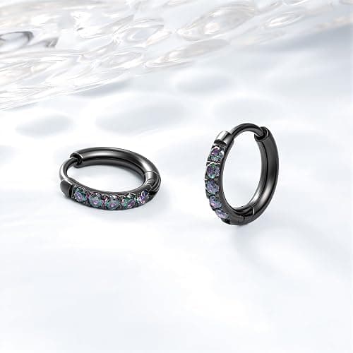 YIXNZON Small Hoop Earrings for Women -Gold Silver Huggie Cartilage Hypoallergenic Earrings for Men Surgical Stainless Steel with Cubic Zirconia for Helix Lobe thumbnail 6
