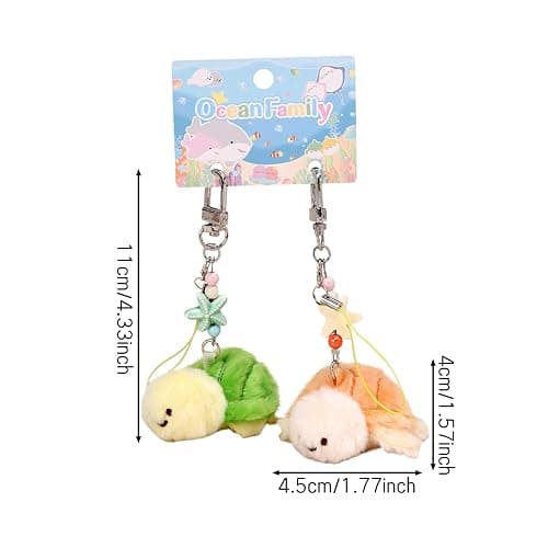 Tizee Cute Plush Keychain 1 Pair - Mini Ocean Animals Bag Charm Gift for Handbags Purses Backpacks, and Car Keys thumbnail 5