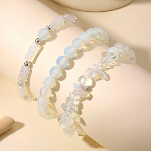 3Pcs Natural Stone Bracelets for Women 8mm Crystal Beaded Bracelets Handmade Stretch Bracelet Healing Crystal Jewelry for Women thumbnail 5