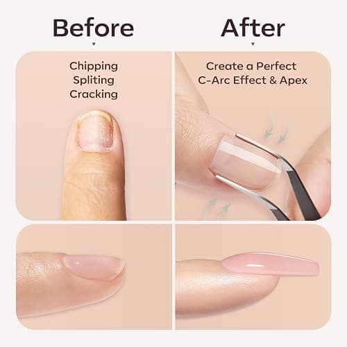 modelones Builder Nail Gel Polish Set, Base Colors Jelly Nude Pink Hard Strengthener Rubber Gel Polish 8-in-One Extension LED Nail Lamp Cured 6 Colors thumbnail 4