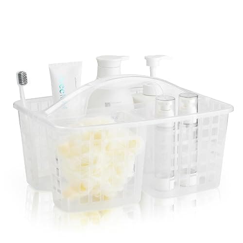 Haundry Plastic Shower Caddy Basket with 3 Compartments, Portable Divided Cleaning Supply Storage Organizer with Handle (Clear) - Image 1