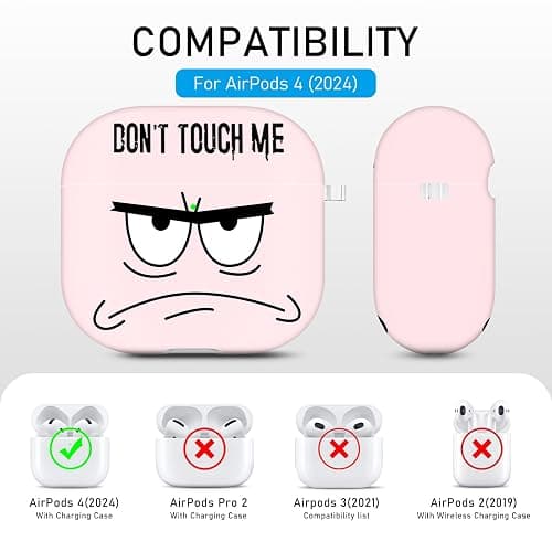 Youtec for Apple Airpods 4th Generation Case Covers(2024),Don't Touch Me for Airpods 4 Cover with Keychain/Lanyard Soft Cute Shockproof Cover for Women Men Compatible AirPods 4 Case,Pink thumbnail 4