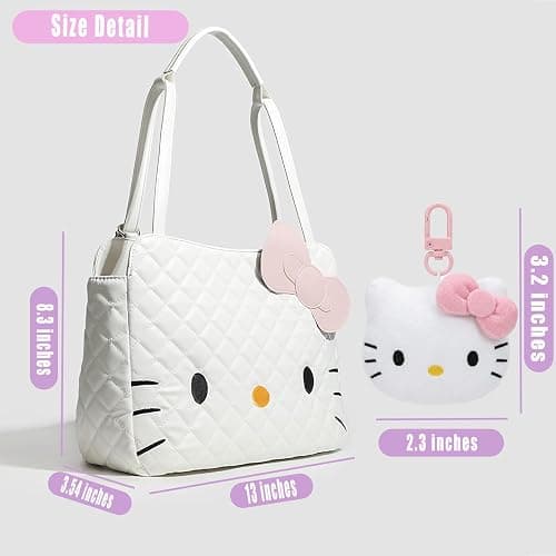Cute Kitty Backpack Bag Cartoon Crossbody Bag with Plush Charm, Leather Shoulder with Adjustable Shoulder Strap for Women, Gift for Her thumbnail 6