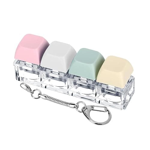 YSFVNP 4 Pcs Keyboard Fidget Toy, Keyboard Fidget, Fidget Toys Keychain Keyboard 4 Keys Decompression Keychain Finger Caps Toy to Relief Stress Pass The Time (4 Colors) thumbnail 2