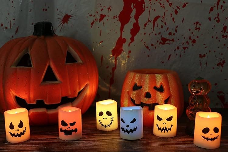 GenSwin Halloween Flameless Votive Candles Color Changing with Remote Timer | Battery Included, LED Tealight Candles for Home Halloween Decoration Gifts, 6 Pack, 1.5” x 2” thumbnail 3