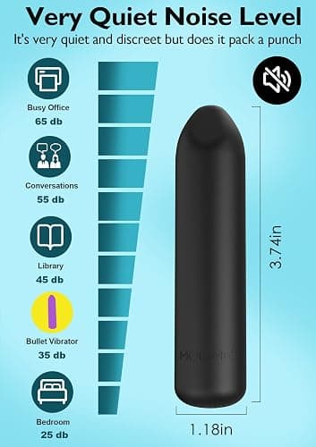 Small Bullet Vibrator for Women: Waterproof Mini Clit Vibrator with 10 Modes, Full Silicone Vibrating Finger Massager for G Spot Nipple, Female Rechargeable Lipstick Vibe Sex Toy, Black thumbnail 5