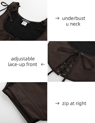 Scarlet Darkness Womens Boned Renaissance Fairy Pirate Underbust Corset Top | Tie-Strap Underbust Corset, Front Lace-Up, Side Zip & 11 Shaping Bones. Non-stretch Fabric for Ren Faire, Parties & Cosplay thumbnail 5