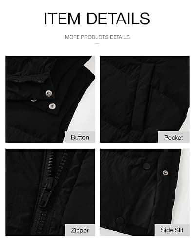 BTFBM Long Puffer Vest Women Quilted Hooded Button Down Zip Up Sleeveless Vests Outerwear Padded Jacket Fall Winter Coat thumbnail 6