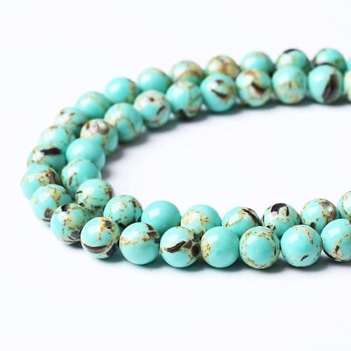 60PCS 6MM Turquoise Beads with Mother-of-Pearl Round Loose Beads Natural Gem Beads for Jewelry Making 15 thumbnail 3