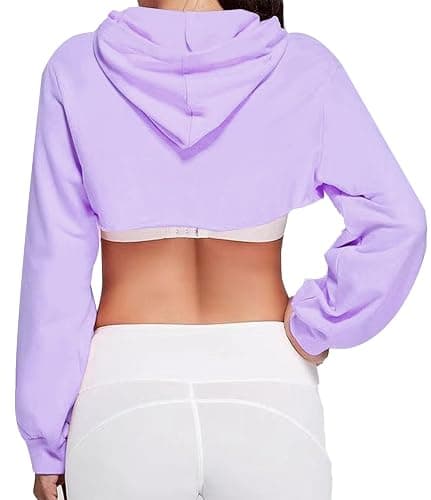 BEJONS Women Long Sleeve Cropped Super Crop Top Hoodies Sweatshirt Aesthetic Punk Hip Hop Dance Sexy Rave Cloth thumbnail 2