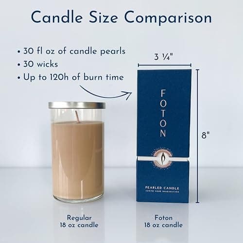 Foton Pearled Candle 18 Oz - Misty Monte Sandalwood Jasmine Scented Non Toxic Luxury Long Lasting Powder Candles up to 120 Hours - Refillable Candle Sand with 30 Wicks for Candle Making thumbnail 5