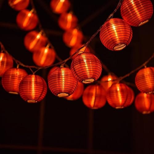 Dreamworth Red Lantern String Lights 13.1ft/4m 20 LEDs Hanging Lanterns Battery Operated String Lights for Chinese New Year,Spring Festival,Wedding,Party Decoration,Christmas - Image 1