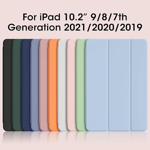 Lsmmpoba Case for iPad 9th/8th/7th Generation 10.2 inch (2021/2020/2019) with Pencil Holder, Smart Stand Cover with Soft TPU Back, Auto Sleep/Wake, Pink thumbnail 8
