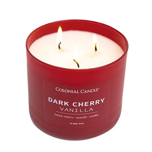 Colonial Candle Dark Cherry Vanilla Scented Jar Candle, Pop of Color Collection, 3 Wick, 14.5 oz - Up to 60 Hours Burn thumbnail 4
