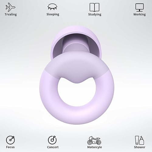 JUSTRVN Earplugs for Sleeping,Noise Reduction Soft Silicone Ear plugs with 7 Pairs Ear tips&One Connection Cord,Hearing Protection Reusable Earplugs for Sleeping,Concert,Work&Sound Reduction 25dB-30db thumbnail 2
