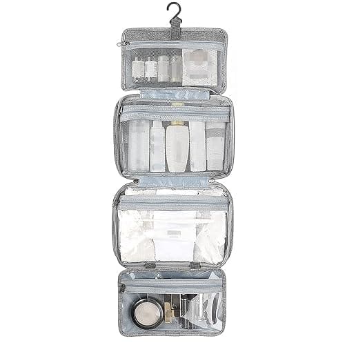 Hanging Toiletry Bag, Men & Women Travel Makeup Wash Bag, Portable Cosmetic Bag Waterproof Multifunctional Travel Organizer for Women, Men, Girls, Business Trip (Grey) - Image 1